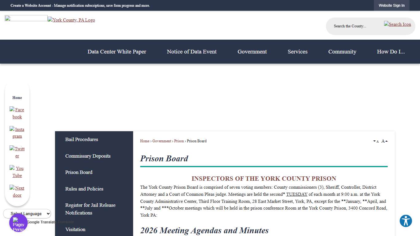 Prison Board | York County, PA